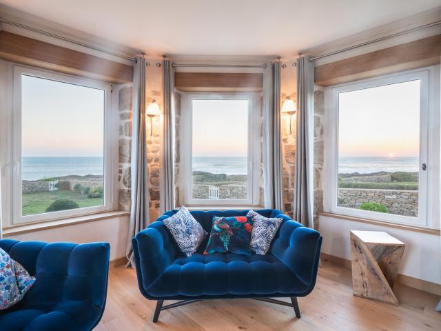 Gîte Sémaphore de Lervily - Salon - coucher du soleil